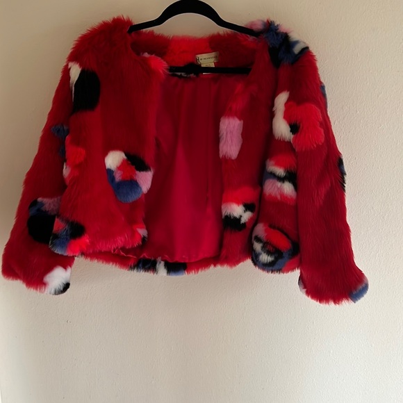 H By Heurueh Jackets & Blazers - Never Worn Red Faux Fur Jacket